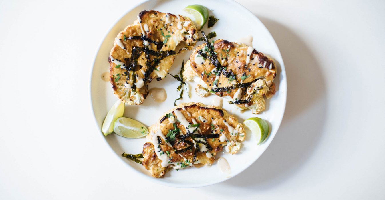 Tahini Miso Covered Cauliflower Steaks | Nutrition Stripped