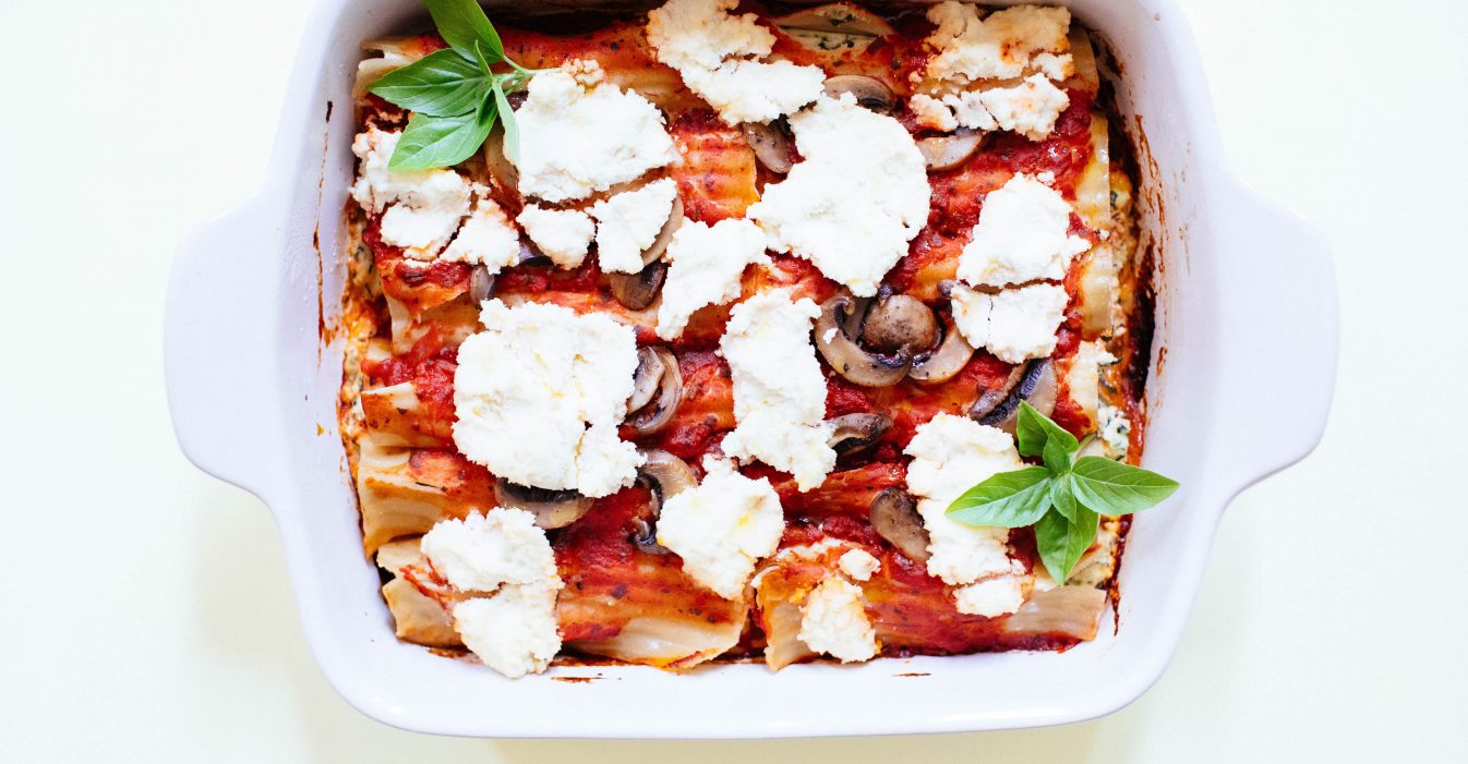 Stuffed Spinach and Almond Ricotta Manicotti