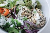Baked Pea Falafel with Sesame Rice Balls, vegan, gluten-free | Nutrition Stripped