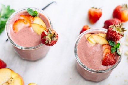 Peach Strawberry Protein Smoothie | Nutrition Stripped